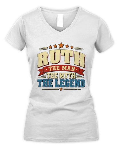 The Man The Myth The Legend Ribbon Vintage T-Shirt RUTH M1-56 / Women's V-Neck T-Shirt / white