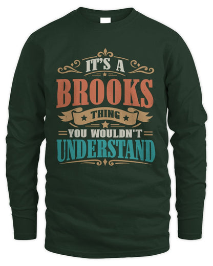 It’s a Name Thing Personalized Retro T-Shirt BROOKS M1-47 / Men's Long Sleeved T-Shirt / forest green