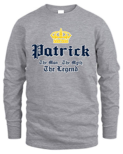 The Man The Myth The Legend Corona Beer T-Shirt PATRICK M1-S83 / Men's Long Sleeved T-Shirt / sport grey