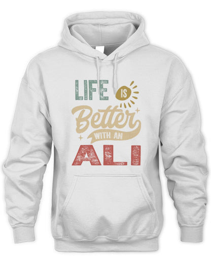 Life Is Better With a Name Personalized Retro T-Shirt ALI-48 / Unisex Hoodie / white
