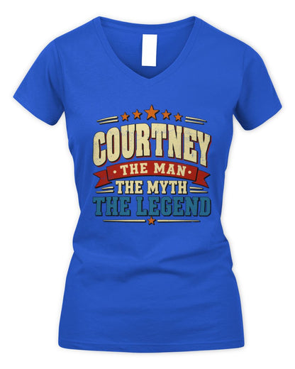 The Man The Myth The Legend Ribbon Vintage T-Shirt COURTNEY M1-56 / Women's V-Neck T-Shirt / royal