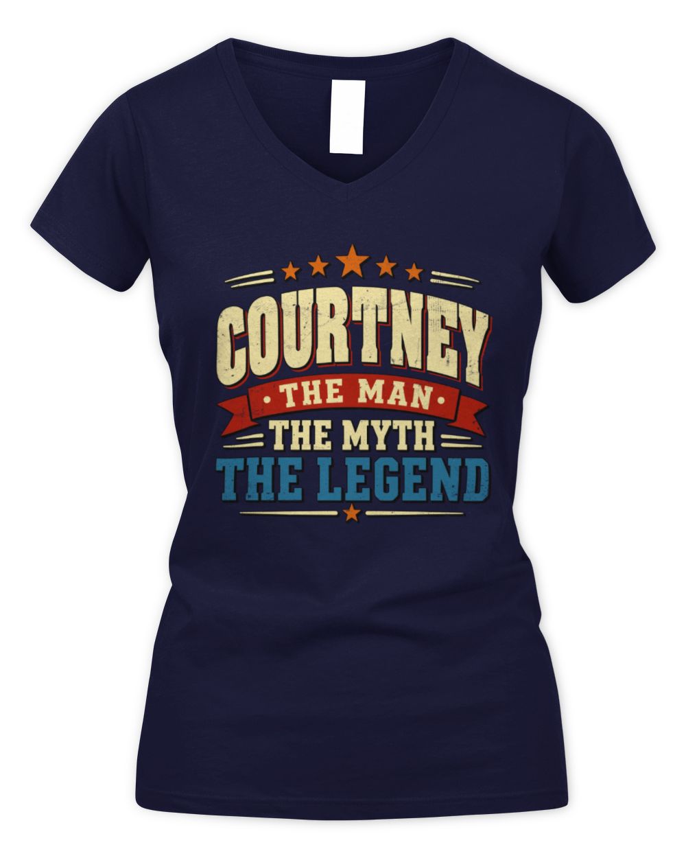 The Man The Myth The Legend Ribbon Vintage T-Shirt COURTNEY M1-56 / Women's V-Neck T-Shirt / navy