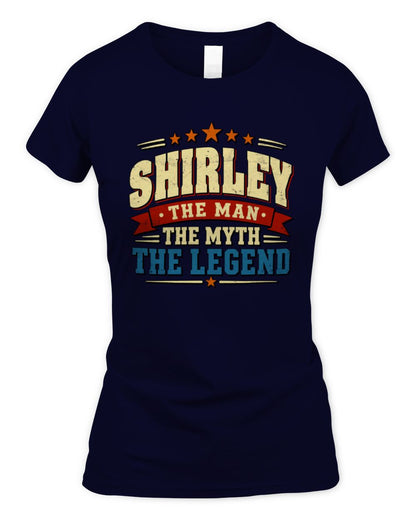 The Man The Myth The Legend Ribbon Vintage T-Shirt SHIRLEY M1-56 / Women's Standard T-Shirt / navy
