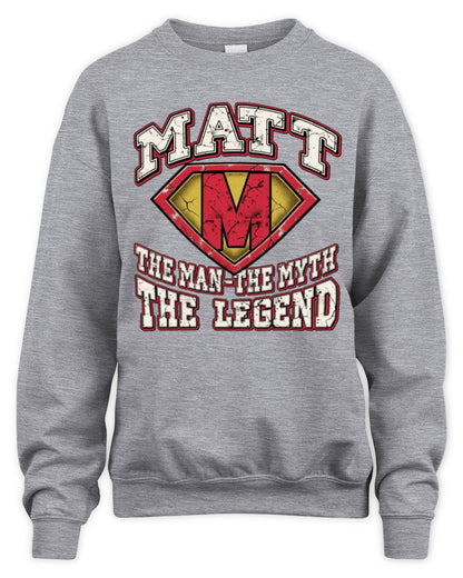 The Man The Myth The Legend Superman Graphic T-Shirt MATT M1-74 / Unisex Sweatshirt / sport grey