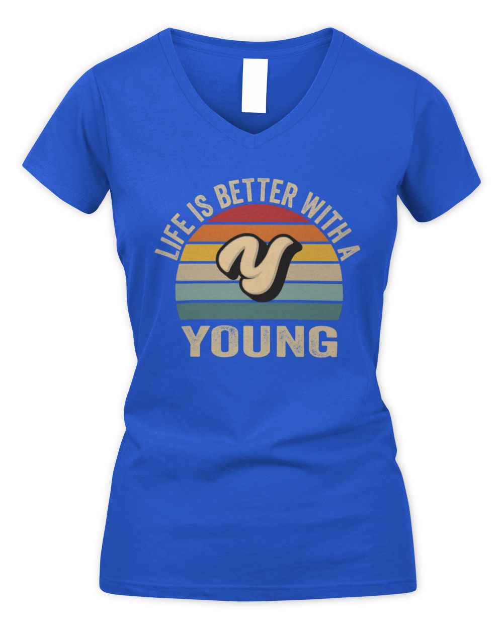 Life Is Better with Name Vintage Sun Shirt YOUNG M1-50 / Women's V-Neck T-Shirt / royal