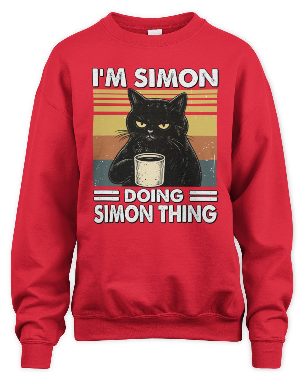 I'm Name Doing Name Thing Grumpy Black Cat Shirt SIMON M1-79 / Unisex Sweatshirt / red