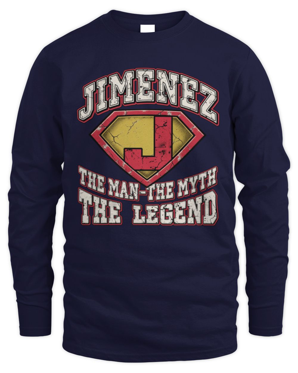 The Man The Myth The Legend Superman Graphic T-Shirt JIMENEZ M1-74 / Men's Long Sleeved T-Shirt / navy
