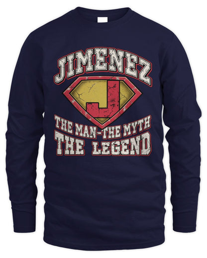 The Man The Myth The Legend Superman Graphic T-Shirt JIMENEZ M1-74 / Men's Long Sleeved T-Shirt / navy