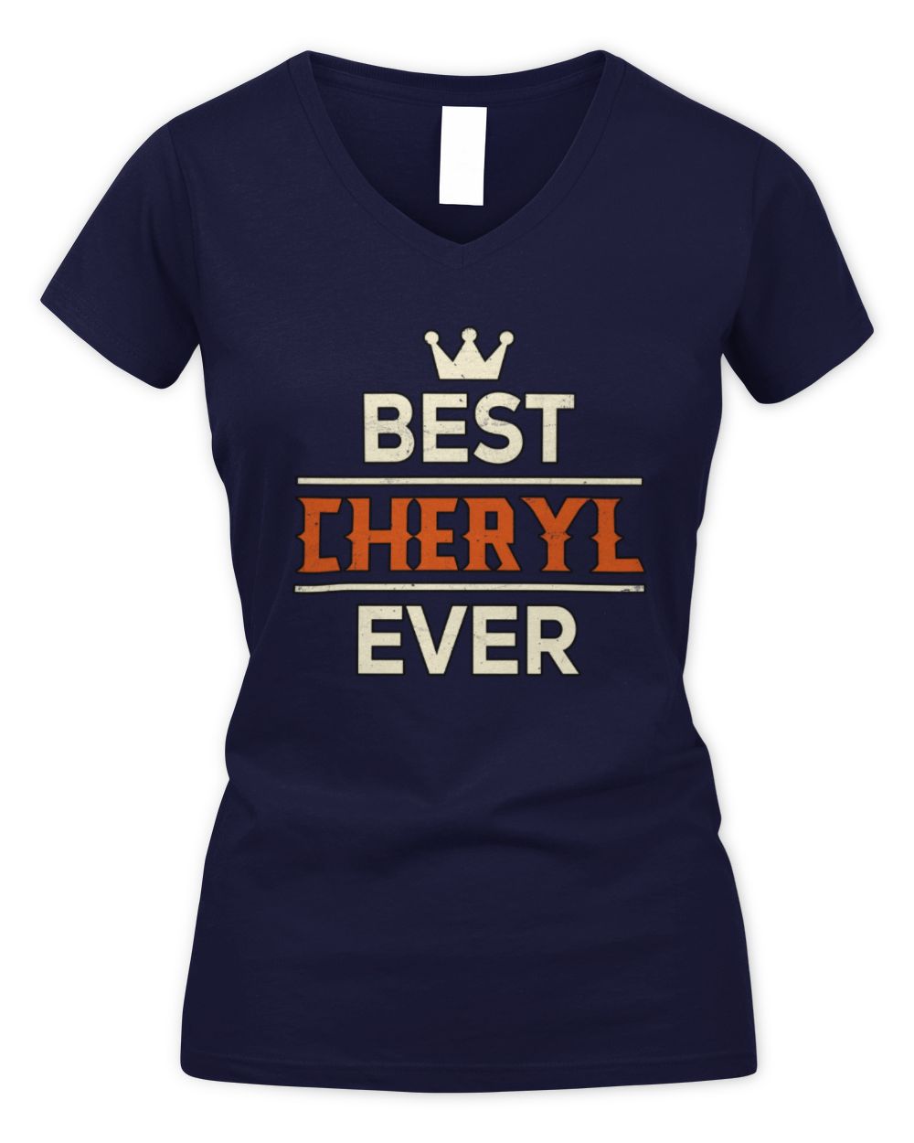 Best Your Name With Crown Shirt CHERYL M1-59 / Women's V-Neck T-Shirt / navy