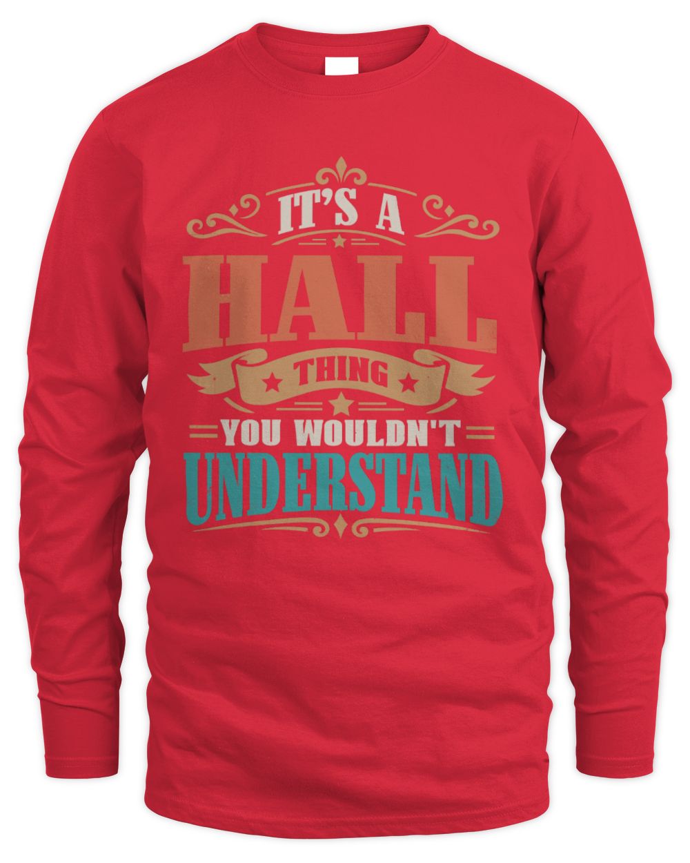 It’s a Name Thing Personalized Retro T-Shirt HALL M1-47 / Men's Long Sleeved T-Shirt / red