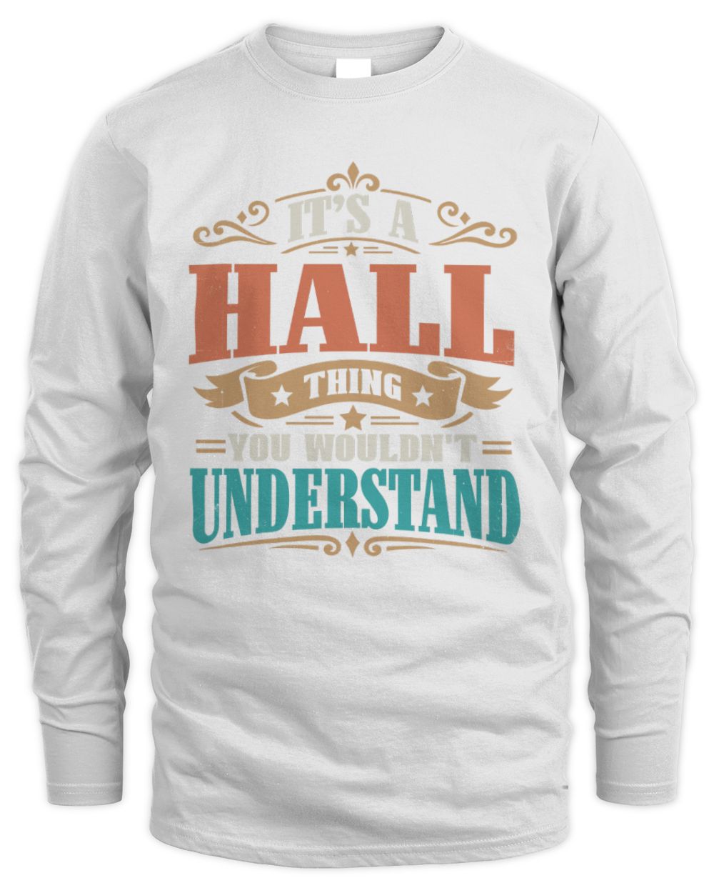 It’s a Name Thing Personalized Retro T-Shirt HALL M1-47 / Men's Long Sleeved T-Shirt / white