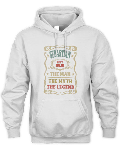 The Man The Myth The Legend Vintage Gold Wine Shirt SEBASTIAN M1-52 / Unisex Hoodie / white
