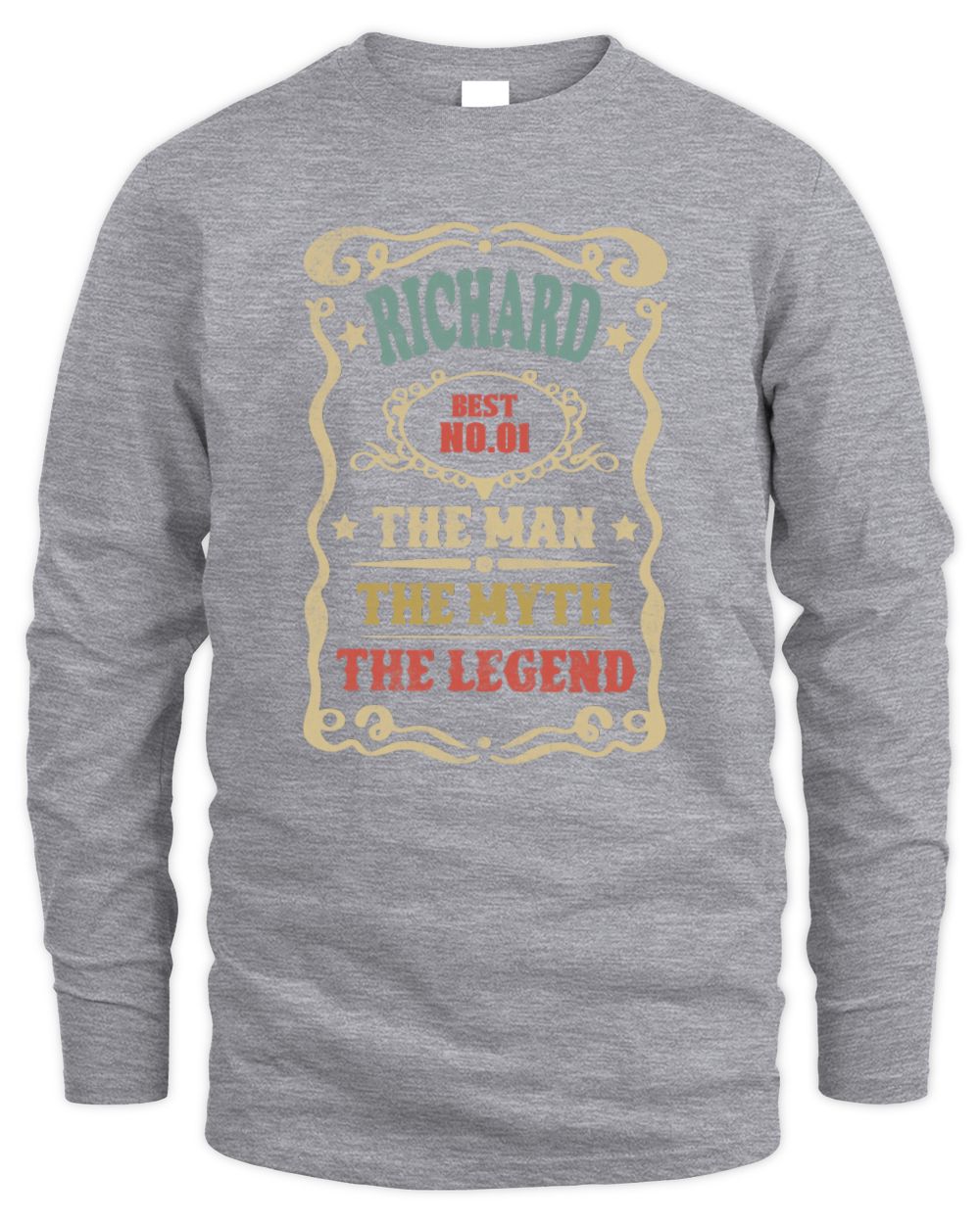The Man The Myth The Legend Vintage Gold Wine Shirt RICHARD M1-52 / Men's Long Sleeved T-Shirt / sport grey