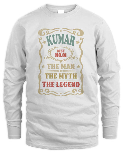 The Man The Myth The Legend Vintage Gold Wine Shirt KUMAR M1-52 / Men's Long Sleeved T-Shirt / white