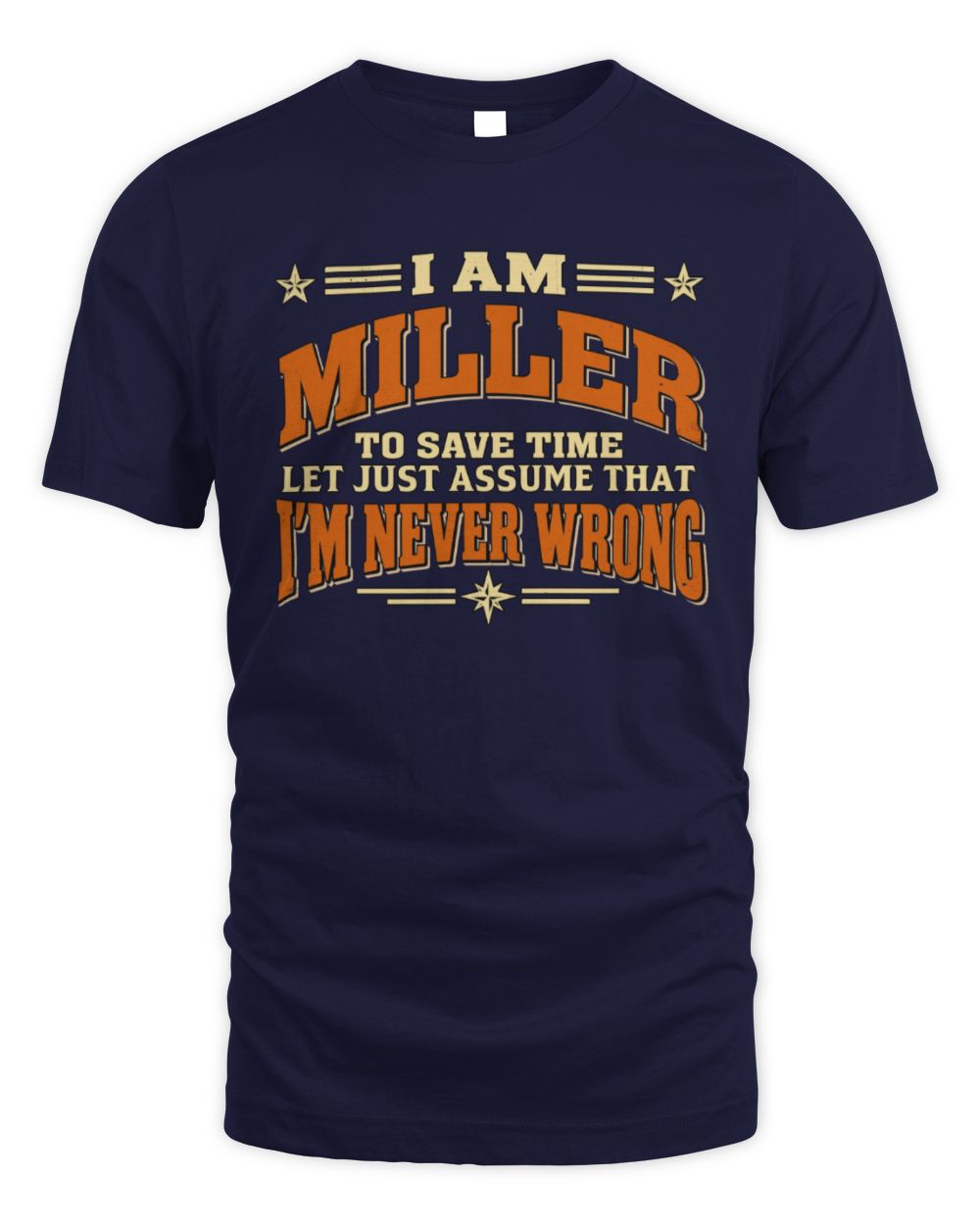 I'm Name Let's Just Assume I'm Never Wrong Retro Shirt MILLER M1-64 / Unisex Standard T-Shirt / navy