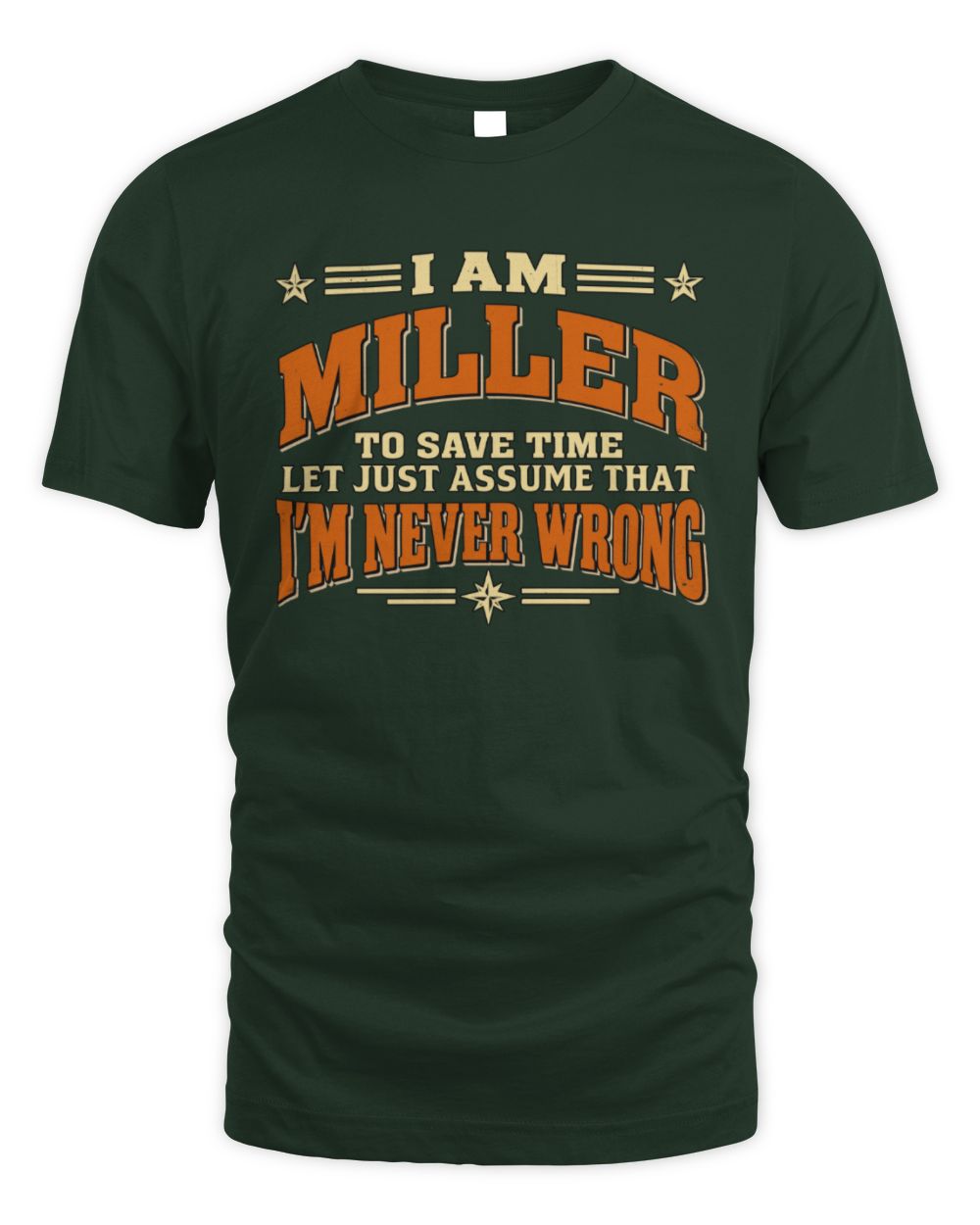 I'm Name Let's Just Assume I'm Never Wrong Retro Shirt MILLER M1-64 / Unisex Standard T-Shirt / forest green
