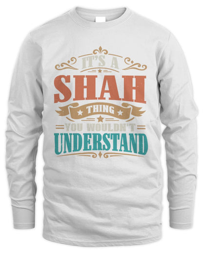 It’s a Name Thing Personalized Retro T-Shirt SHAH M1-47 / Men's Long Sleeved T-Shirt / white