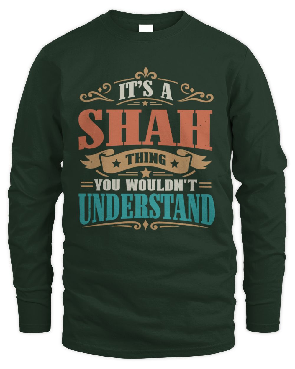 It’s a Name Thing Personalized Retro T-Shirt SHAH M1-47 / Men's Long Sleeved T-Shirt / forest green