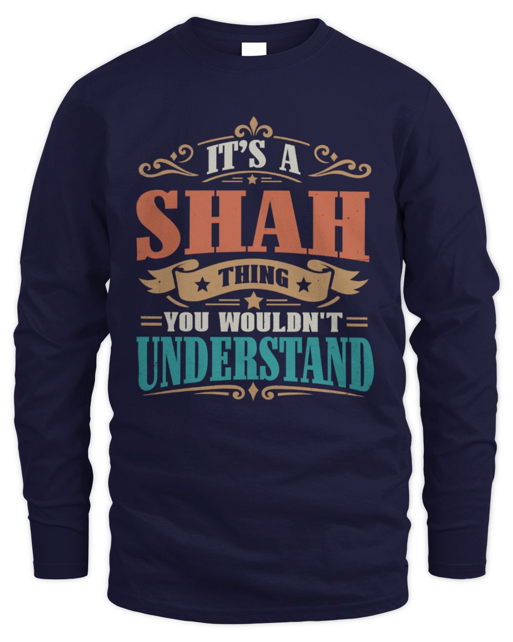 It’s a Name Thing Personalized Retro T-Shirt SHAH M1-47 / Men's Long Sleeved T-Shirt / navy