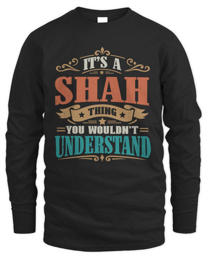 It’s a Name Thing Personalized Retro T-Shirt SHAH M1-47 / Men's Long Sleeved T-Shirt / black