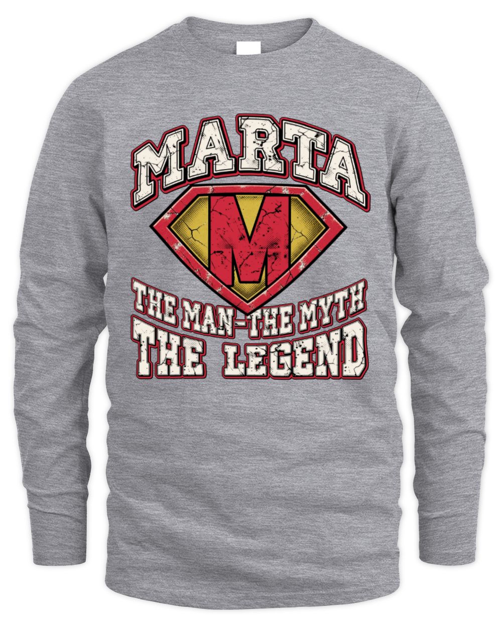The Man The Myth The Legend Superman Graphic T-Shirt MARTA M1-74 / Men's Long Sleeved T-Shirt / sport grey