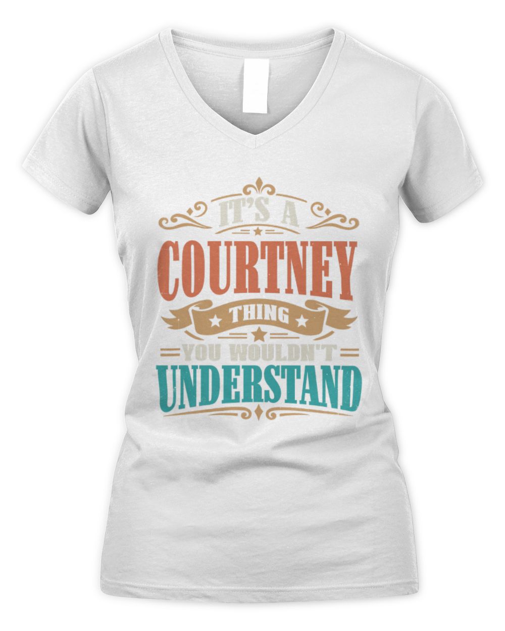 It’s a Name Thing Personalized Retro T-Shirt COURTNEY M1-47 / Women's V-Neck T-Shirt / white