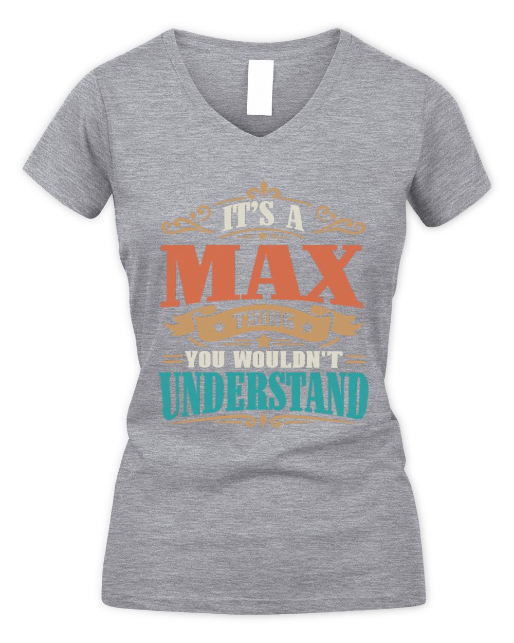It’s a Name Thing Personalized Retro T-Shirt MAX M1-47 / Women's V-Neck T-Shirt / sport grey