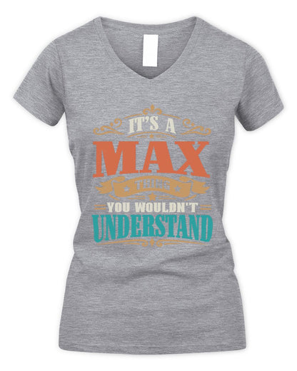 It’s a Name Thing Personalized Retro T-Shirt MAX M1-47 / Women's V-Neck T-Shirt / sport grey