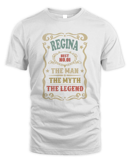 The Man The Myth The Legend Vintage Gold Wine Shirt REGINA M1-52 / Unisex Standard T-Shirt / white