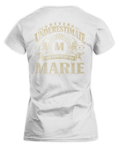 Never Underestimate Your Name Luxury Logo Shirt MARIE M1-63 / Women's Standard T-Shirt / white