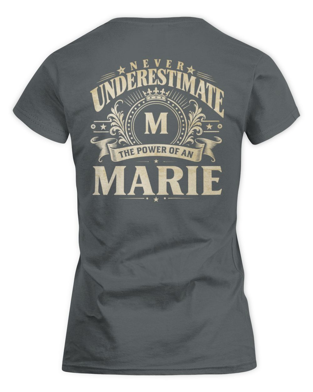 Never Underestimate Your Name Luxury Logo Shirt MARIE M1-63 / Women's Standard T-Shirt / charcoal