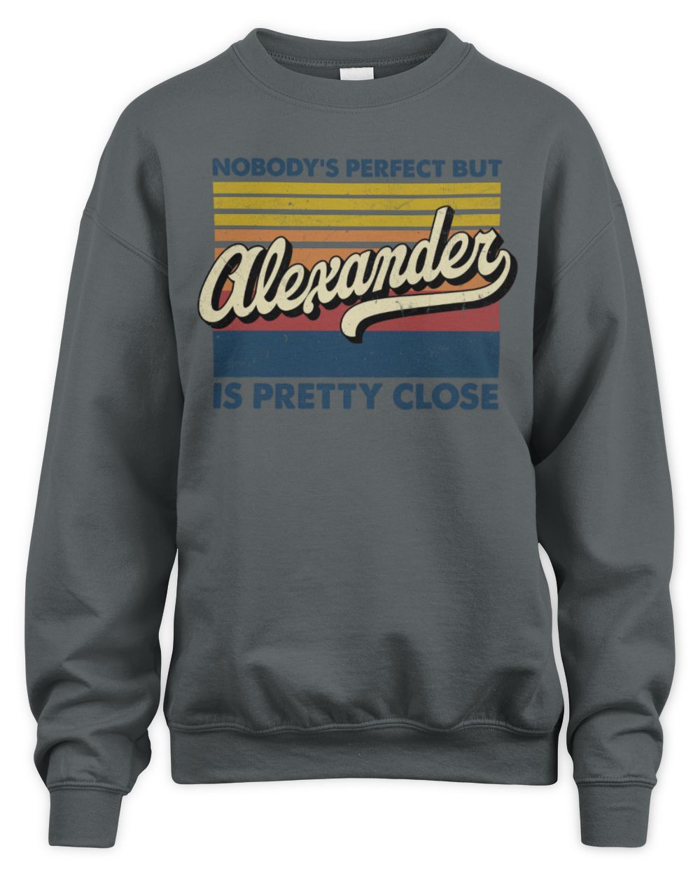 Nobody's Perfect But Your Name Is Pretty Close Retro Shirt ALEXANDER M1-65 / Unisex Sweatshirt / charcoal
