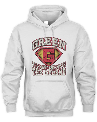 The Man The Myth The Legend Superman Graphic T-Shirt GREEN M1-74 / Unisex Hoodie / white