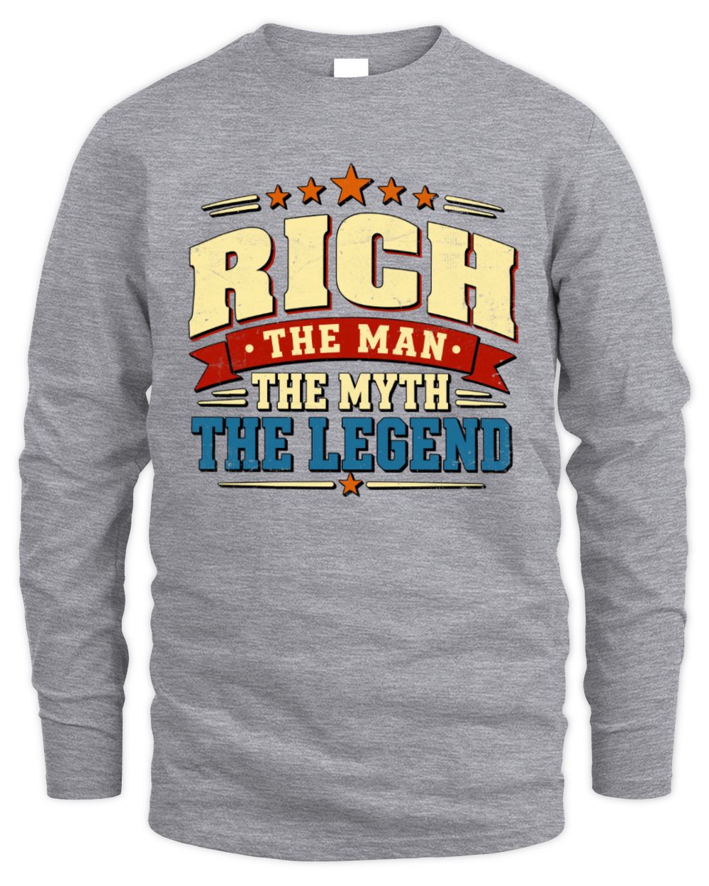 The Man The Myth The Legend Ribbon Vintage T-Shirt RICH M1-56 / Men's Long Sleeved T-Shirt / sport grey