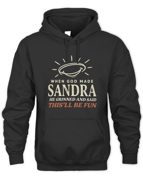 When God Made Your Name Funny Western T-Shirt T-Shirt SANDRA M1-S82 / Unisex Hoodie / black