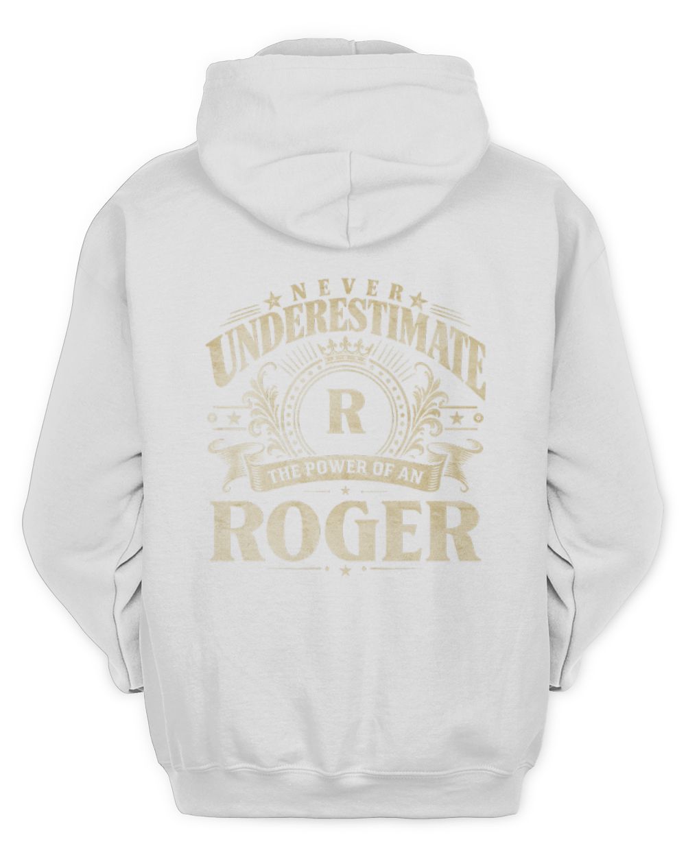 Never Underestimate Your Name Luxury Logo Shirt ROGER M1-63 / Unisex Hoodie / white