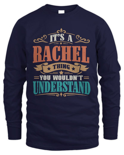It’s a Name Thing Personalized Retro T-Shirt RACHEL M1-47 / Men's Long Sleeved T-Shirt / navy