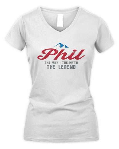 The Man The Myth The Legend Coors Light Beer T-Shirt PHIL M1-S84 / Women's V-Neck T-Shirt / white
