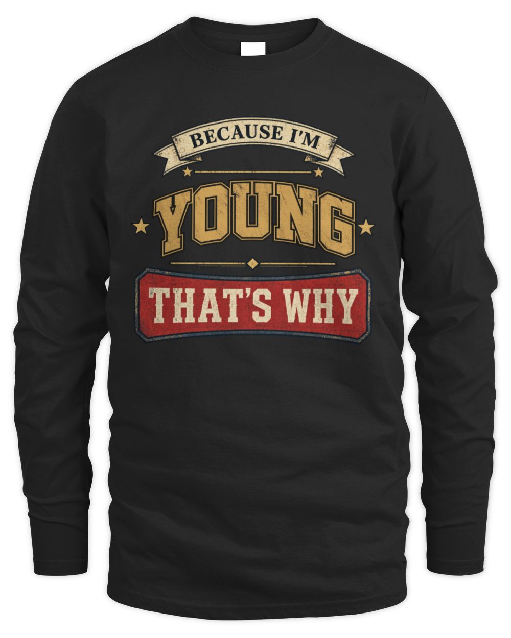 Because I'm Name That's Why Americana T-Shirt YOUNG M1-S88 / Men's Long Sleeved T-Shirt / black