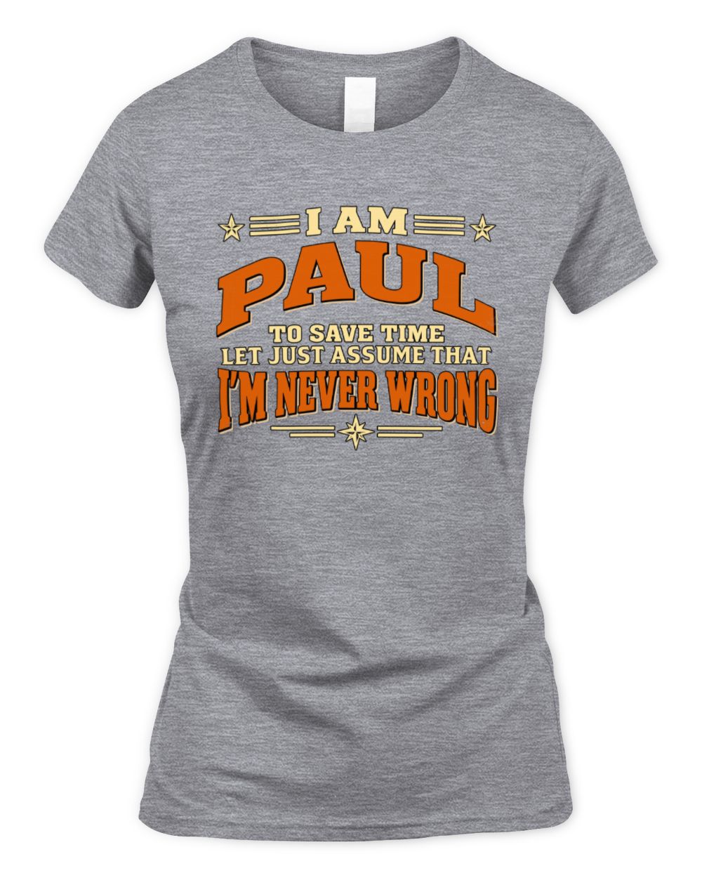 I'm Name Let's Just Assume I'm Never Wrong Retro Shirt PAUL M1-64 / Women's Standard T-Shirt / sport grey