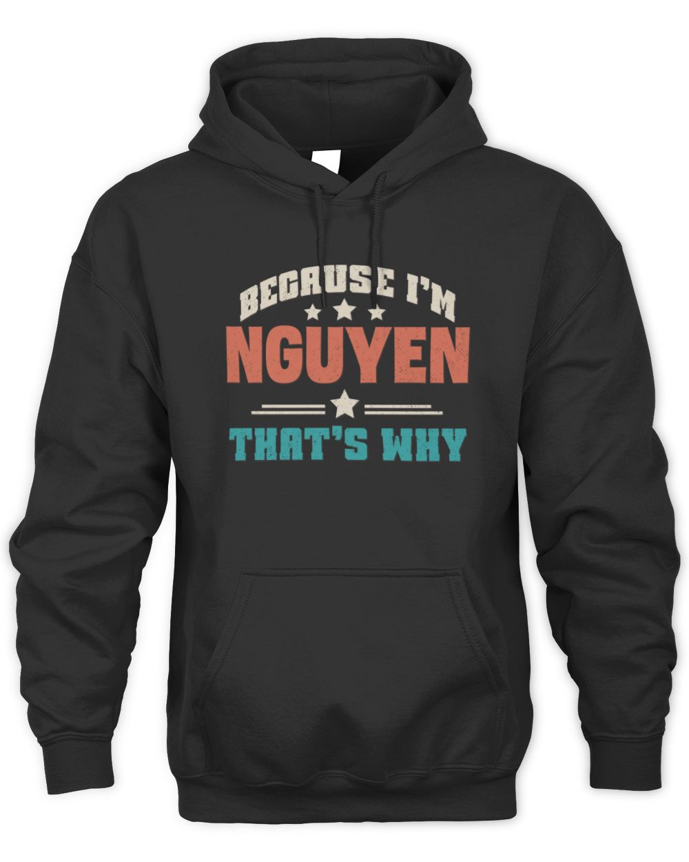 Because I'm Name That's Why Personalized Retro Shirt NGUYEN-49 / Unisex Hoodie / black