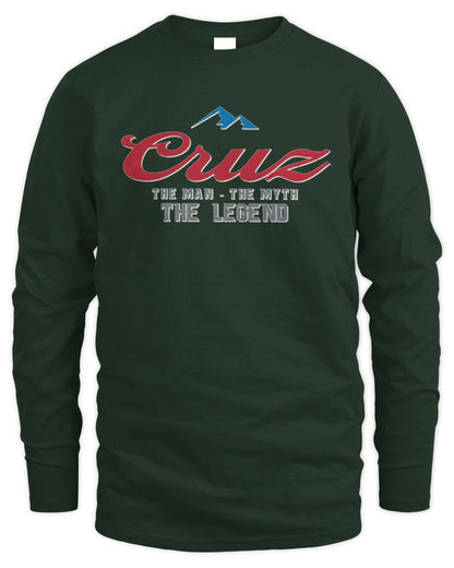 The Man The Myth The Legend Coors Light Beer T-Shirt CRUZ M1-S84 / Men's Long Sleeved T-Shirt / forest green