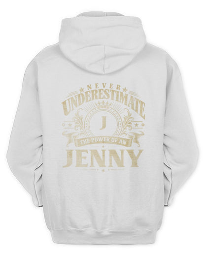 Never Underestimate Your Name Luxury Logo Shirt JENNY M1-63 / Unisex Hoodie / white