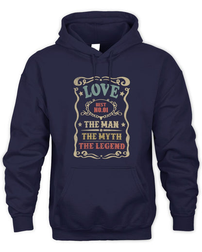 The Man The Myth The Legend Vintage Gold Wine Shirt LOVE M1-52 / Unisex Hoodie / navy