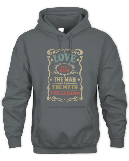 The Man The Myth The Legend Vintage Gold Wine Shirt LOVE M1-52 / Unisex Hoodie / charcoal