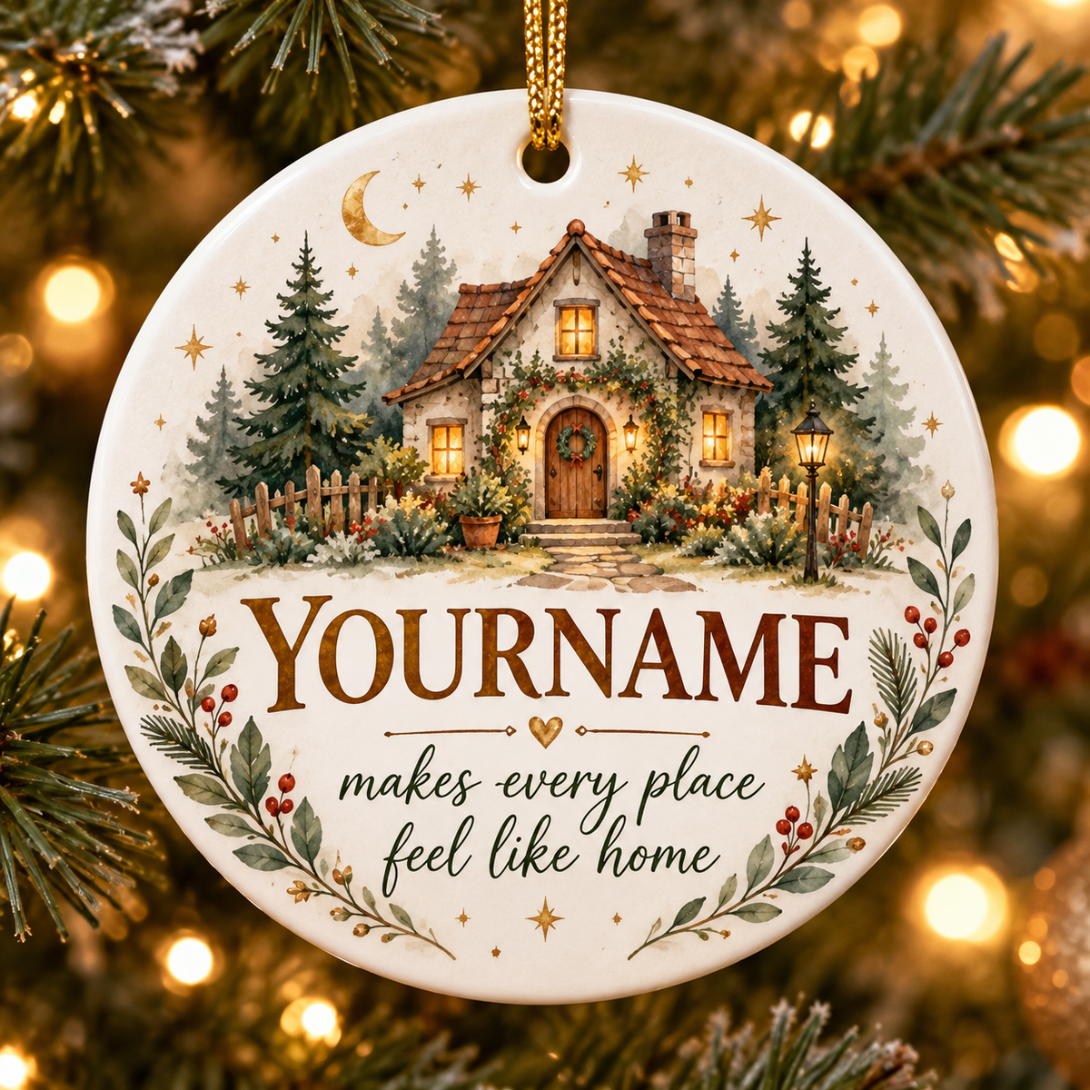 Makes Every Place Feel Like Home - Personalized Ceramic Ornament