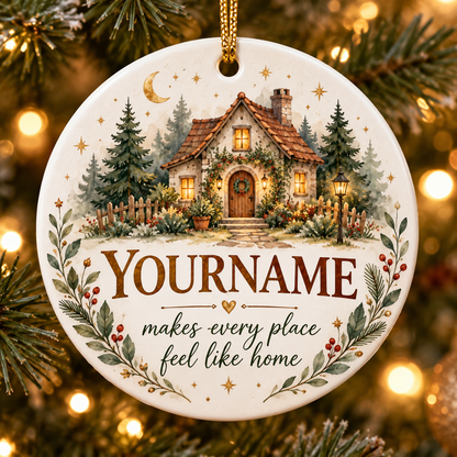 Makes Every Place Feel Like Home - Personalized Ceramic Ornament