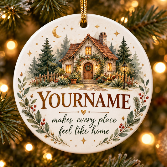 Makes Every Place Feel Like Home - Personalized Ceramic Ornament