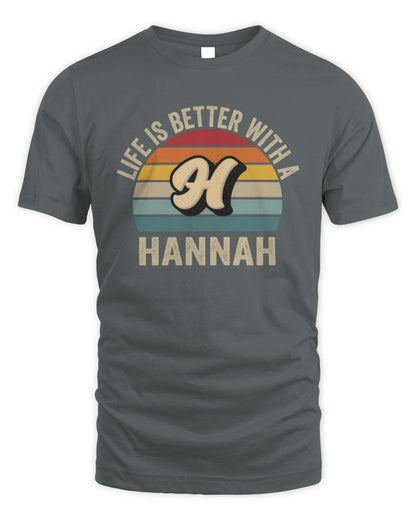 Life Is Better with Name Vintage Sun Shirt HANNAH M1-50 / Unisex Standard T-Shirt / charcoal