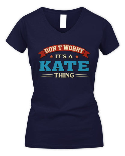 Don't Worry It's a Your Name Thing Funny Retro T-Shirt KATE M1-57 / Women's V-Neck T-Shirt / navy